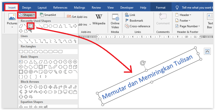 Cara Memiringkan Tulisan di Word