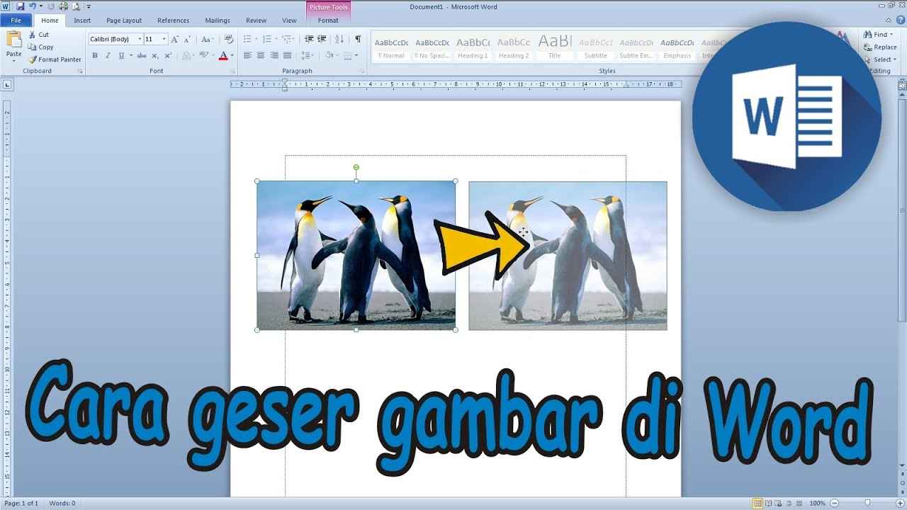 Cara Menggeser Gambar di Word