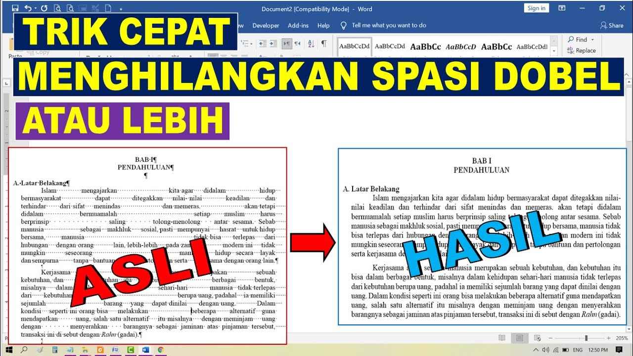 Cara Menghilangkan Spasi Berlebih di Word