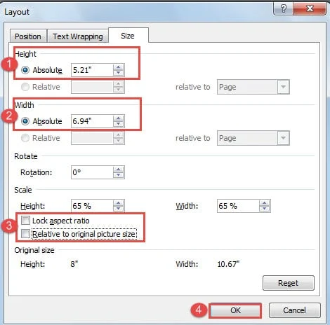 Sebelumnya hilangkan centang pada Lock aspect ratio dan juga Relative to original picture