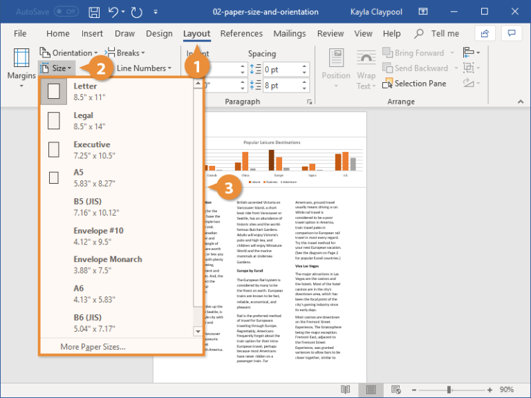 how to edit page size in ms word