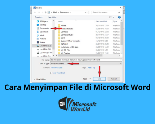 Cara Menyimpan File di Microsoft Word