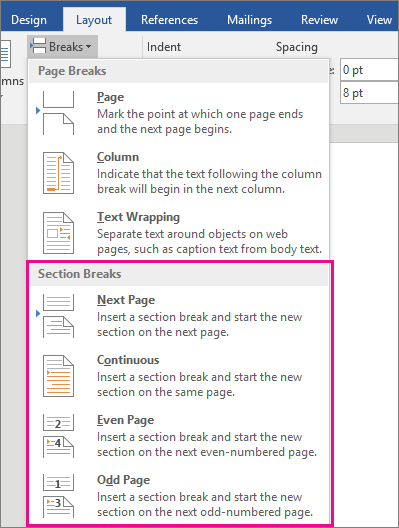 Klik tab Insert atau Sisipkan dan pilih Page Break atau Istirahat Halaman.