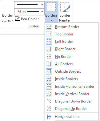 Jika kamu ingin menghilangkan garis bagian bawah tabel, maka pilih opsi “Bottom Border”, sedangkan untuk menghilangkan garis bagian dalam tabel, opsi “Inside Border” adalah yang paling tepat.