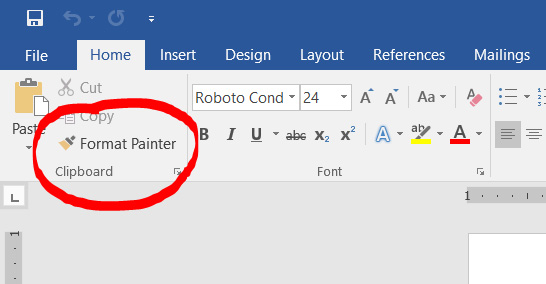 Menggunakan Format Painter